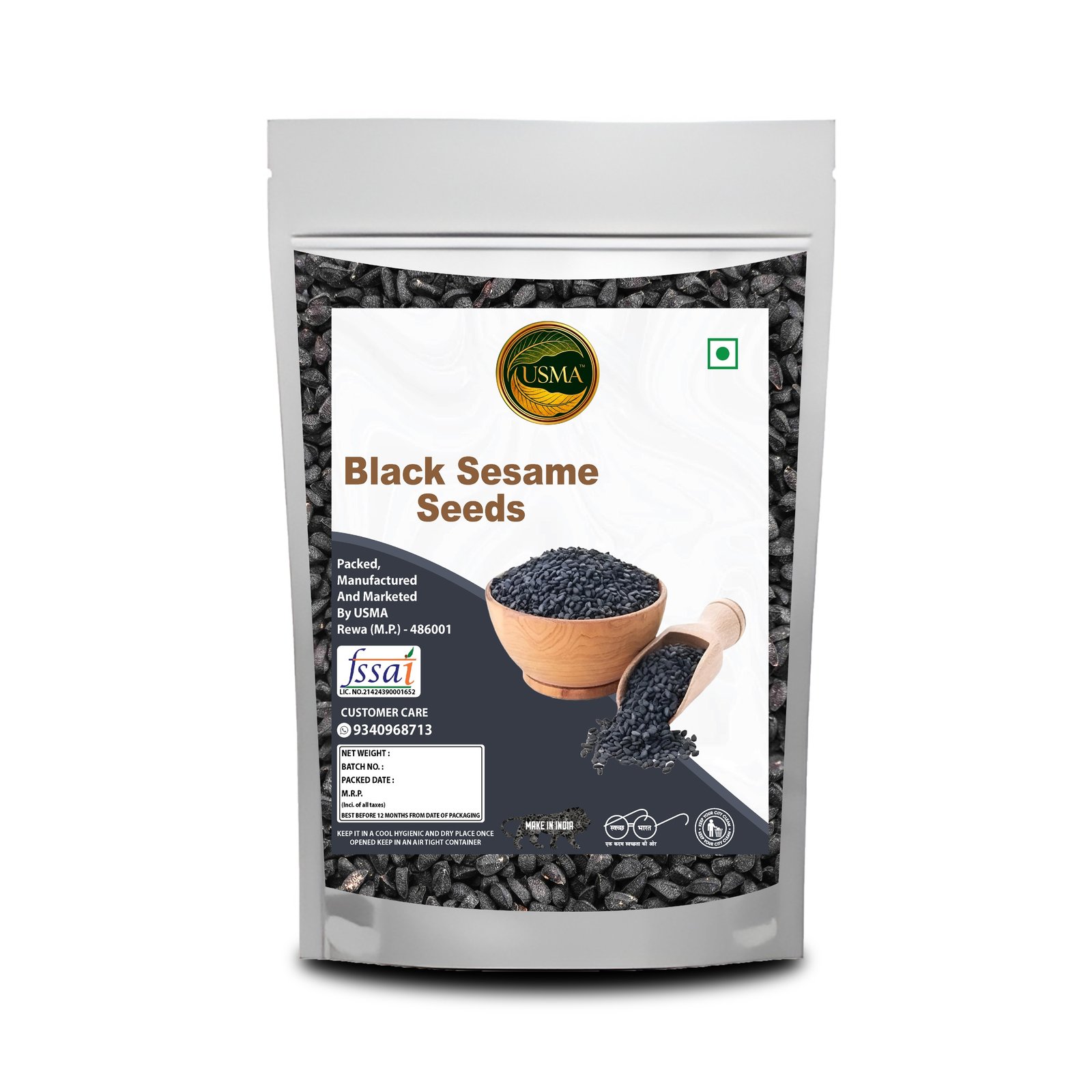 Black_sesame_seeds USMA Black Sesame Seeds (Kala Til) | Protein & Fiber Rich | Natural & Clean | Healthy Diet Seeds(250g) - Image 1